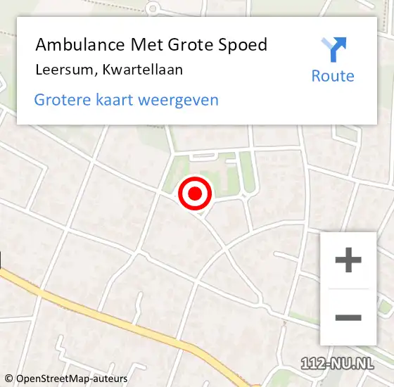 Locatie op kaart van de 112 melding: Ambulance Met Grote Spoed Naar Leersum, Kwartellaan op 11 oktober 2017 01:03