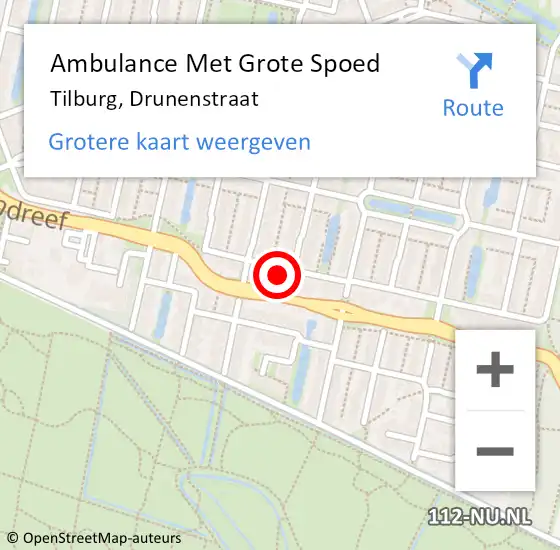 Locatie op kaart van de 112 melding: Ambulance Met Grote Spoed Naar Tilburg, Drunenstraat op 11 oktober 2017 01:06