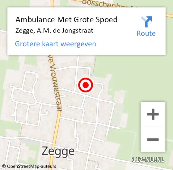 Locatie op kaart van de 112 melding: Ambulance Met Grote Spoed Naar Zegge, A.M. de Jongstraat op 11 oktober 2017 03:54