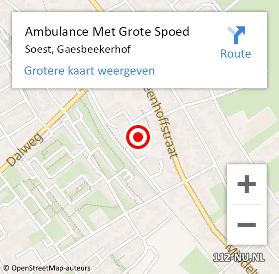 Locatie op kaart van de 112 melding: Ambulance Met Grote Spoed Naar Soest, Gaesbeekerhof op 11 oktober 2017 05:07