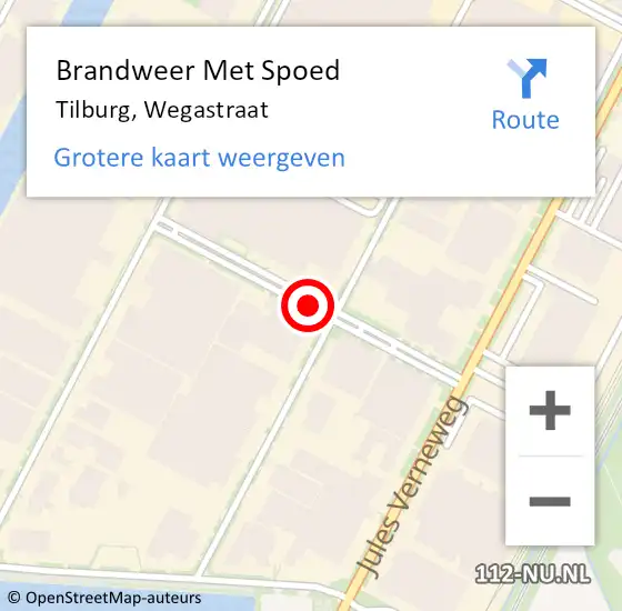 Locatie op kaart van de 112 melding: Brandweer Met Spoed Naar Tilburg, Wegastraat op 11 oktober 2017 06:15