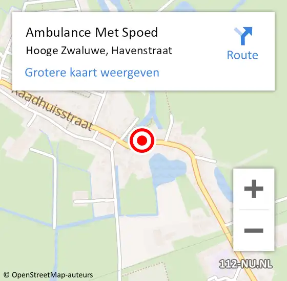 Locatie op kaart van de 112 melding: Ambulance Met Spoed Naar Hooge Zwaluwe, Havenstraat op 11 oktober 2017 07:16