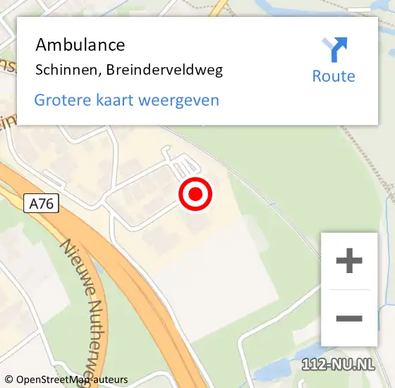 Locatie op kaart van de 112 melding: Ambulance Schinnen, Breinderveldweg op 21 september 2013 11:01