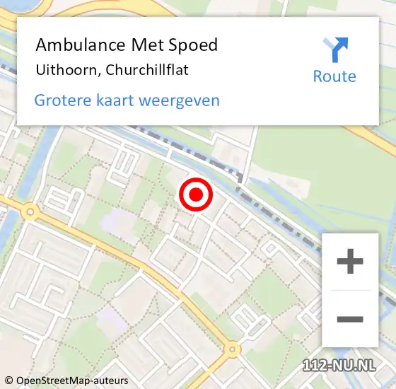 Locatie op kaart van de 112 melding: Ambulance Met Spoed Naar Uithoorn, Churchillflat op 11 oktober 2017 08:05