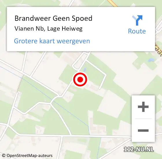 Locatie op kaart van de 112 melding: Brandweer Geen Spoed Naar Vianen Nb, Lage Heiweg op 11 oktober 2017 08:22