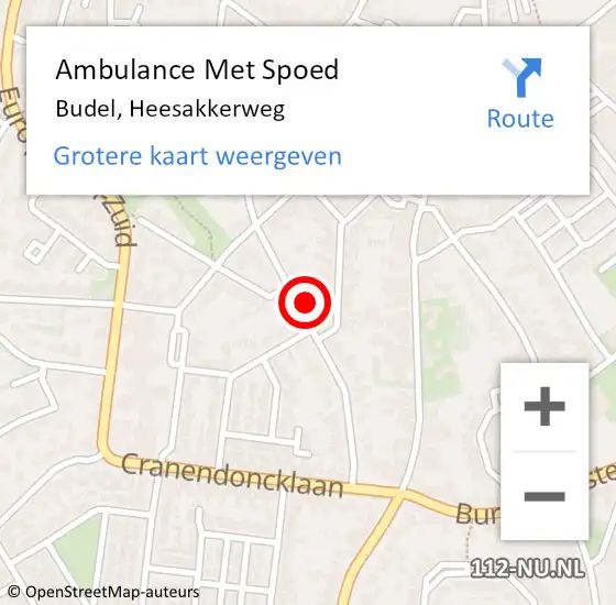 Locatie op kaart van de 112 melding: Ambulance Met Spoed Naar Budel, Heesakkerweg op 11 oktober 2017 08:34