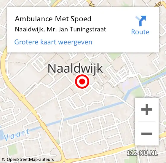 Locatie op kaart van de 112 melding: Ambulance Met Spoed Naar Naaldwijk, Mr. Jan Tuningstraat op 11 oktober 2017 09:01