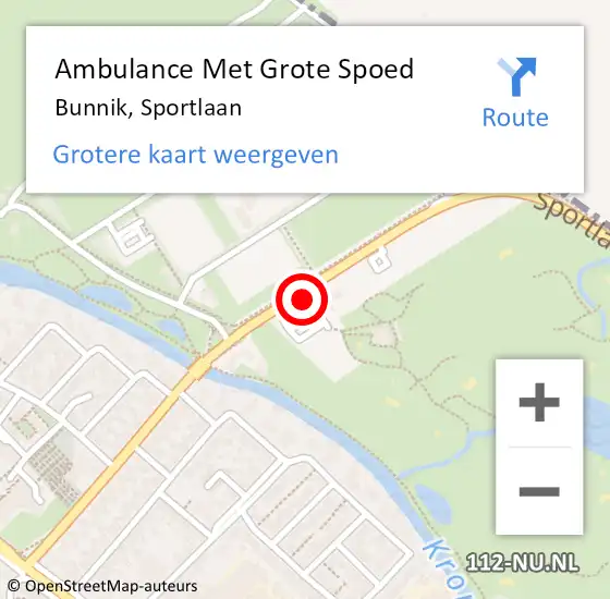 Locatie op kaart van de 112 melding: Ambulance Met Grote Spoed Naar Bunnik, Sportlaan op 11 oktober 2017 09:30