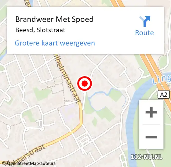 Locatie op kaart van de 112 melding: Brandweer Met Spoed Naar Beesd, Slotstraat op 11 oktober 2017 09:57