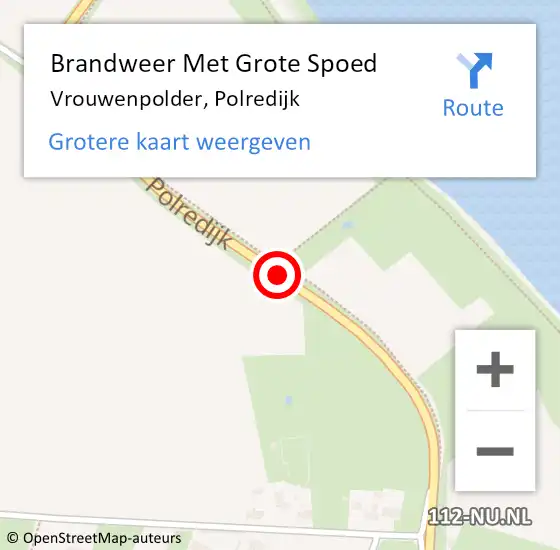 Locatie op kaart van de 112 melding: Brandweer Met Grote Spoed Naar Vrouwenpolder, Polredijk op 11 oktober 2017 11:01