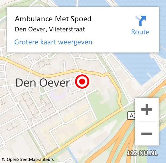 Locatie op kaart van de 112 melding: Ambulance Met Spoed Naar Den Oever, Vlieterstraat op 11 oktober 2017 11:34