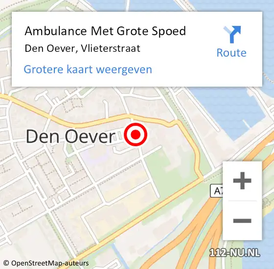 Locatie op kaart van de 112 melding: Ambulance Met Grote Spoed Naar Den Oever, Vlieterstraat op 11 oktober 2017 11:38