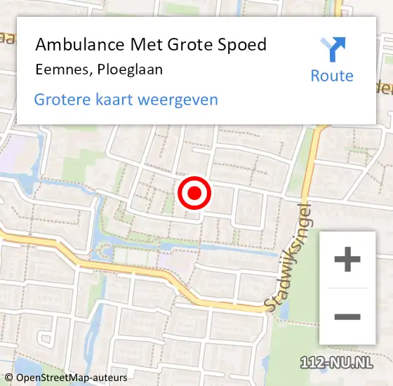 Locatie op kaart van de 112 melding: Ambulance Met Grote Spoed Naar Eemnes, Ploeglaan op 11 oktober 2017 11:58