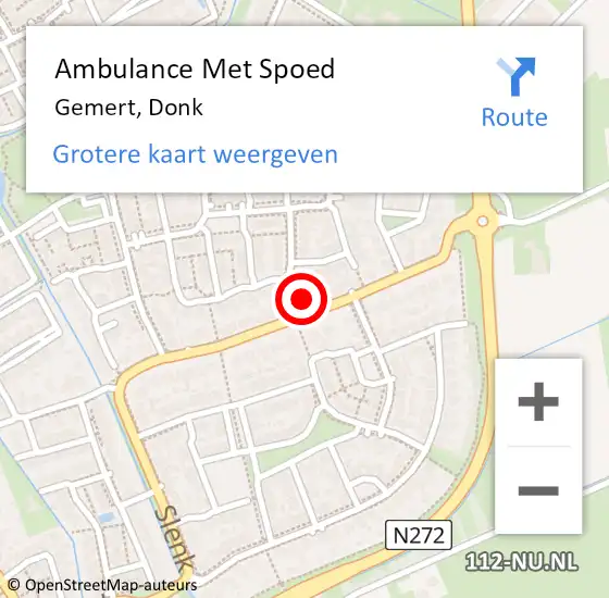 Locatie op kaart van de 112 melding: Ambulance Met Spoed Naar Gemert, Donk op 11 oktober 2017 12:29