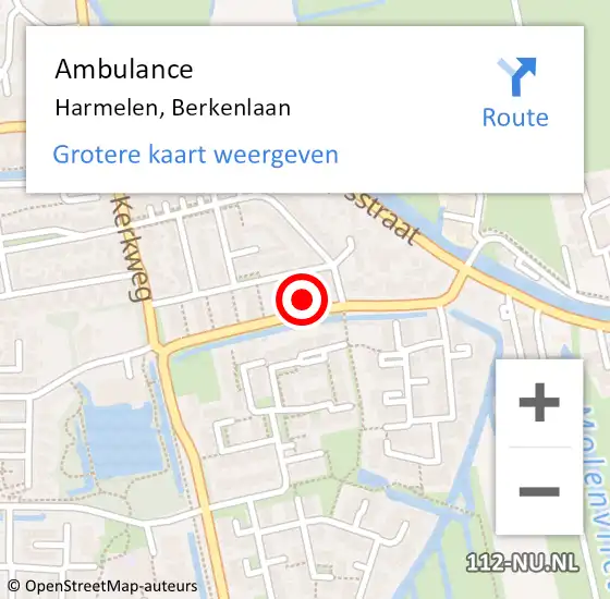 Locatie op kaart van de 112 melding: Ambulance Harmelen, Berkenlaan op 11 oktober 2017 12:31