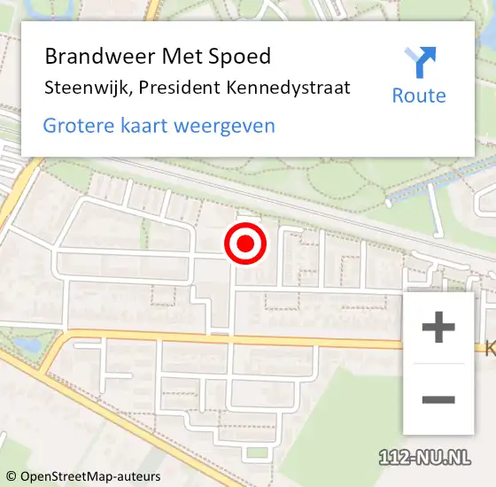 Locatie op kaart van de 112 melding: Brandweer Met Spoed Naar Steenwijk, President Kennedystraat op 11 oktober 2017 13:26