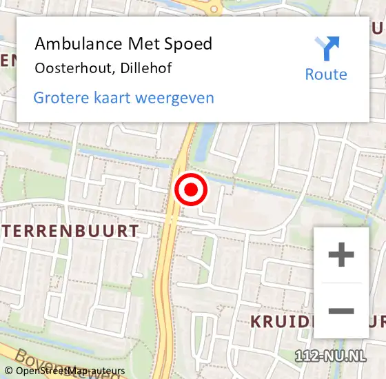 Locatie op kaart van de 112 melding: Ambulance Met Spoed Naar Oosterhout, Dillehof op 11 oktober 2017 13:50