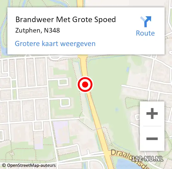 Locatie op kaart van de 112 melding: Brandweer Met Grote Spoed Naar Zutphen, N348 op 11 oktober 2017 13:59