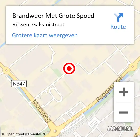 Locatie op kaart van de 112 melding: Brandweer Met Grote Spoed Naar Rijssen, Galvanistraat op 11 oktober 2017 14:25