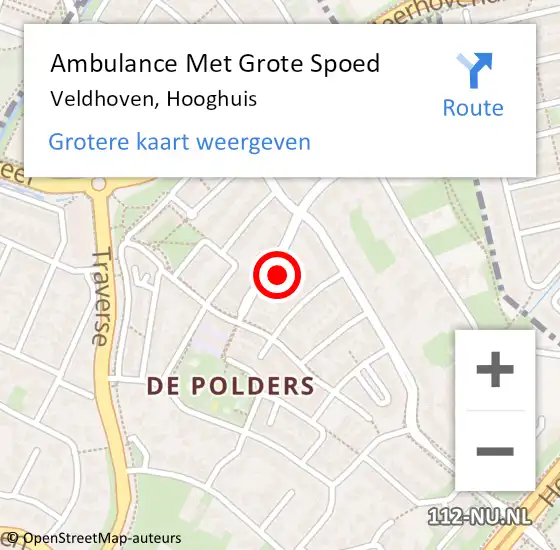 Locatie op kaart van de 112 melding: Ambulance Met Grote Spoed Naar Veldhoven, Hooghuis op 11 oktober 2017 14:36