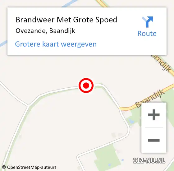 Locatie op kaart van de 112 melding: Brandweer Met Grote Spoed Naar Ovezande, Baandijk op 11 oktober 2017 14:43