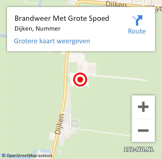 Locatie op kaart van de 112 melding: Brandweer Met Grote Spoed Naar Dijken, Nummer op 11 oktober 2017 14:53