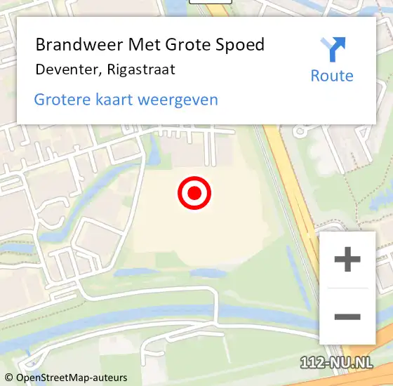 Locatie op kaart van de 112 melding: Brandweer Met Grote Spoed Naar Deventer, Rigastraat op 11 oktober 2017 15:03