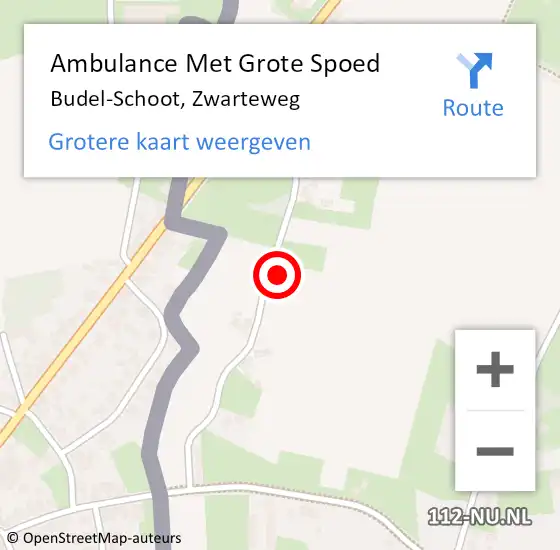 Locatie op kaart van de 112 melding: Ambulance Met Grote Spoed Naar Budel-Schoot, Zwarteweg op 11 oktober 2017 16:10