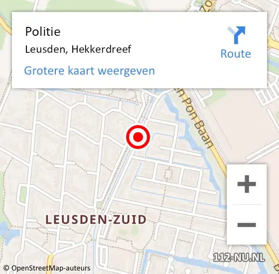 Locatie op kaart van de 112 melding: Politie Leusden, Hekkerdreef op 11 oktober 2017 16:29