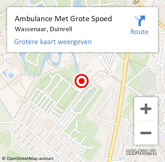 Locatie op kaart van de 112 melding: Ambulance Met Grote Spoed Naar Wassenaar, Duinrell op 11 oktober 2017 17:22