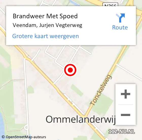 Locatie op kaart van de 112 melding: Brandweer Met Spoed Naar Veendam, Jurjen Vegterweg op 11 oktober 2017 17:27