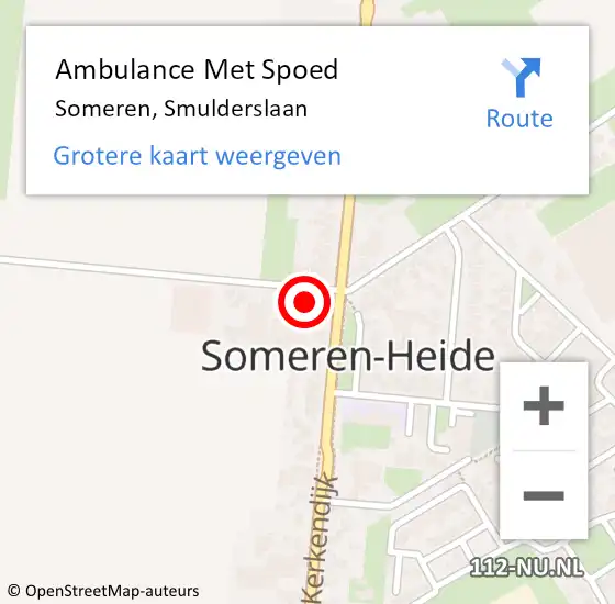 Locatie op kaart van de 112 melding: Ambulance Met Spoed Naar Someren, Smulderslaan op 11 oktober 2017 17:47