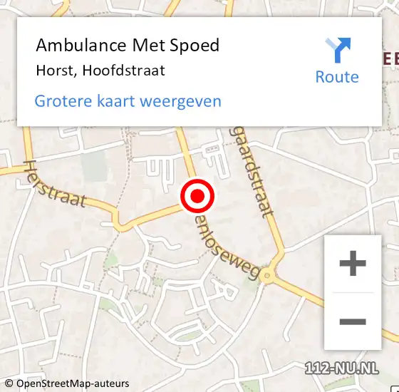 Locatie op kaart van de 112 melding: Ambulance Met Spoed Naar Horst, Hoofdstraat op 3 februari 2014 20:13