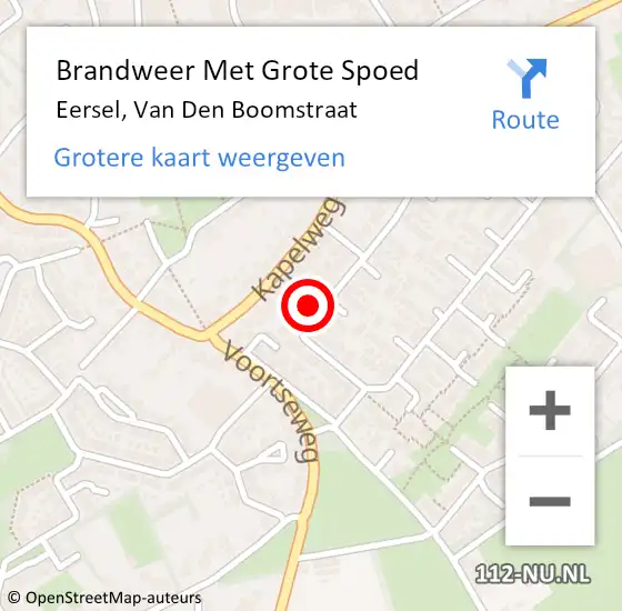 Locatie op kaart van de 112 melding: Brandweer Met Grote Spoed Naar Eersel, Van Den Boomstraat op 11 oktober 2017 18:07