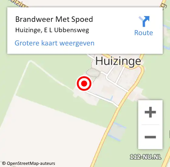 Locatie op kaart van de 112 melding: Brandweer Met Spoed Naar Huizinge, E L Ubbensweg op 11 oktober 2017 18:15