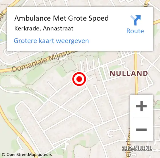 Locatie op kaart van de 112 melding: Ambulance Met Grote Spoed Naar Kerkrade, Annastraat op 3 februari 2014 20:25