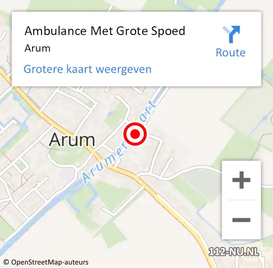 Locatie op kaart van de 112 melding: Ambulance Met Grote Spoed Naar Arum op 11 oktober 2017 19:04