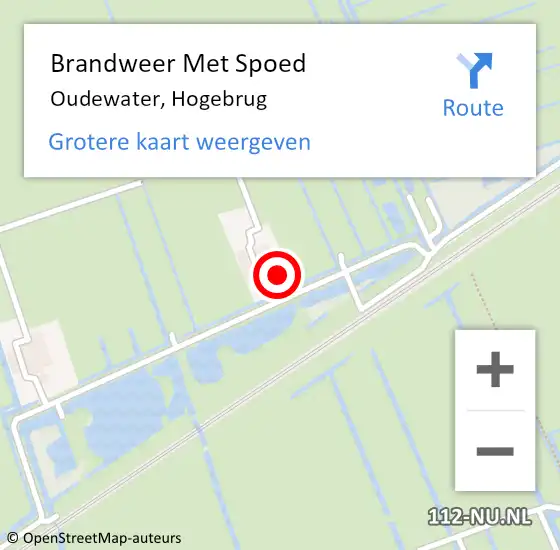 Locatie op kaart van de 112 melding: Brandweer Met Spoed Naar Oudewater, Hogebrug op 11 oktober 2017 19:21