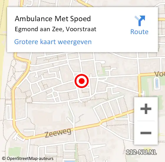 Locatie op kaart van de 112 melding: Ambulance Met Spoed Naar Egmond aan Zee, Voorstraat op 11 oktober 2017 20:02