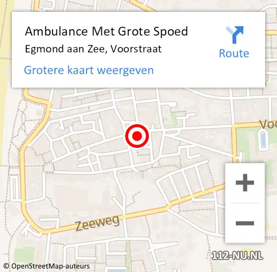 Locatie op kaart van de 112 melding: Ambulance Met Grote Spoed Naar Egmond aan Zee, Voorstraat op 11 oktober 2017 20:03