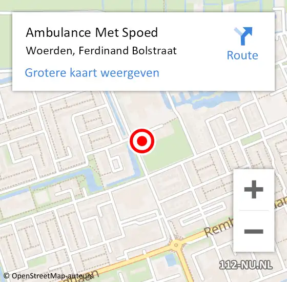 Locatie op kaart van de 112 melding: Ambulance Met Spoed Naar Woerden, Ferdinand Bolstraat op 11 oktober 2017 20:15
