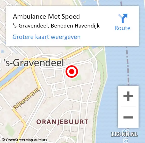 Locatie op kaart van de 112 melding: Ambulance Met Spoed Naar 's-Gravendeel, Beneden Havendijk op 11 oktober 2017 21:10