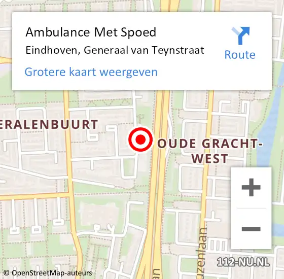 Locatie op kaart van de 112 melding: Ambulance Met Spoed Naar Eindhoven, Generaal van Teynstraat op 11 oktober 2017 22:59