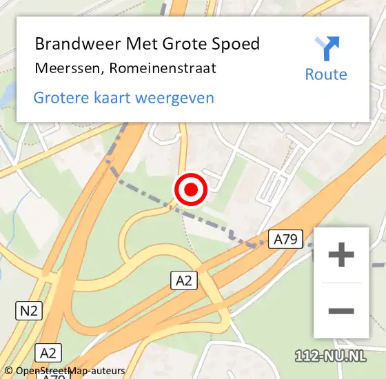 Locatie op kaart van de 112 melding: Brandweer Met Grote Spoed Naar Meerssen, Romeinenstraat op 11 oktober 2017 23:07