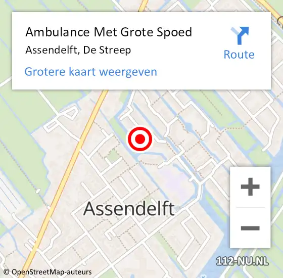 Locatie op kaart van de 112 melding: Ambulance Met Grote Spoed Naar Assendelft, De Streep op 11 oktober 2017 23:21