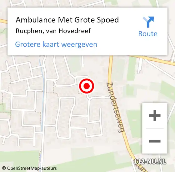 Locatie op kaart van de 112 melding: Ambulance Met Grote Spoed Naar Rucphen, van Hovedreef op 12 oktober 2017 00:13
