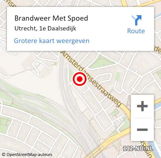 Locatie op kaart van de 112 melding: Brandweer Met Spoed Naar Utrecht, 1e Daalsedijk op 12 oktober 2017 01:53