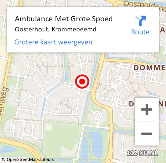 Locatie op kaart van de 112 melding: Ambulance Met Grote Spoed Naar Oosterhout, Krommebeemd op 12 oktober 2017 01:54