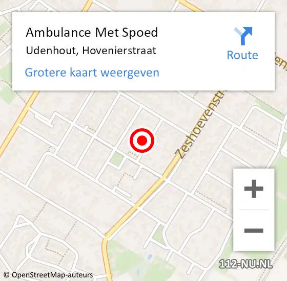 Locatie op kaart van de 112 melding: Ambulance Met Spoed Naar Udenhout, Hovenierstraat op 12 oktober 2017 06:28