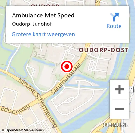 Locatie op kaart van de 112 melding: Ambulance Met Spoed Naar Oudorp, Junohof op 12 oktober 2017 07:56